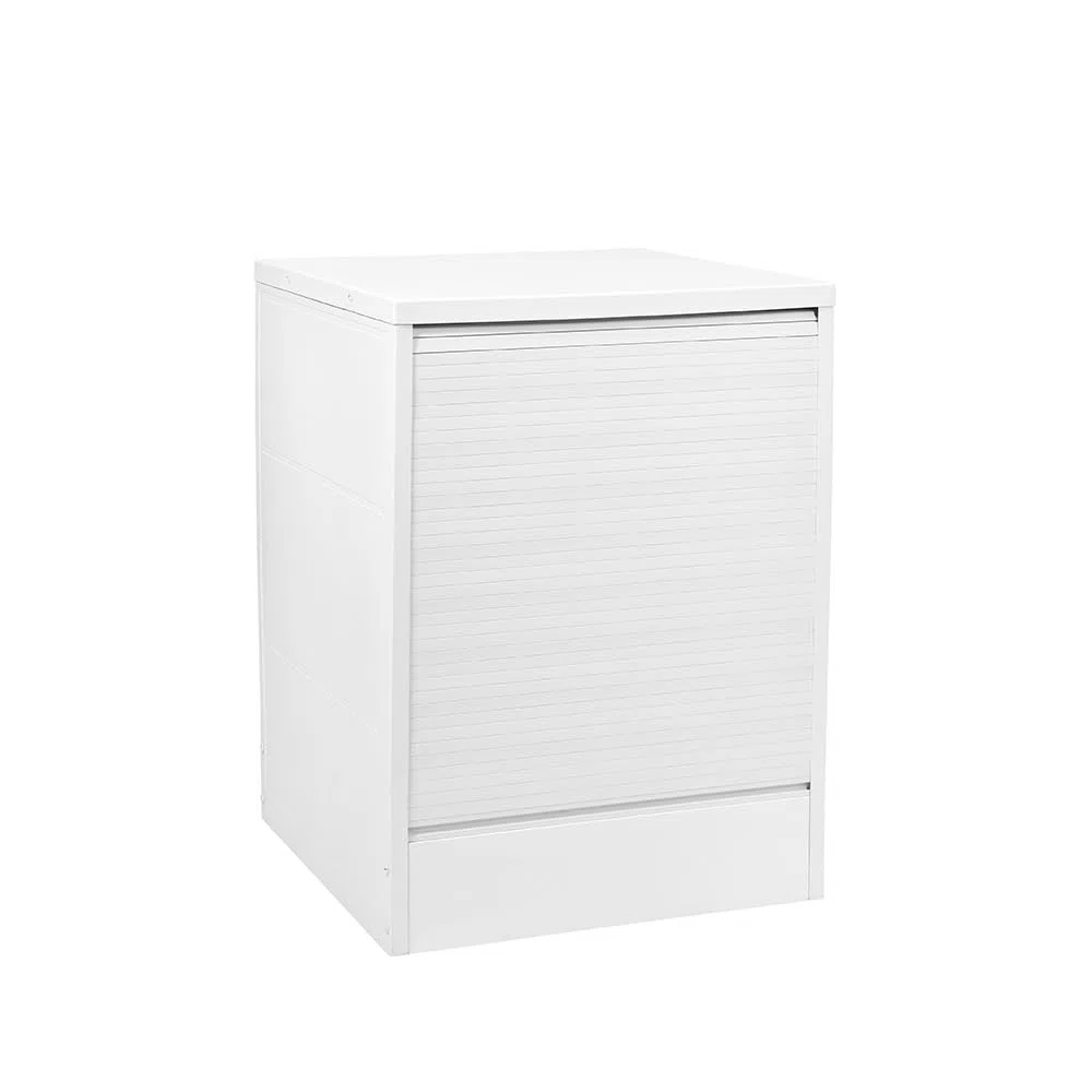 Mobile Coprilavatrice Bianco - Apertura a Serranda, Struttura Polipropilene, Frontale, Lavanderia, Garage, per Interno, Esterno, Montaggio senza Viti, Piano d'appoggio - 65X68X88H CM