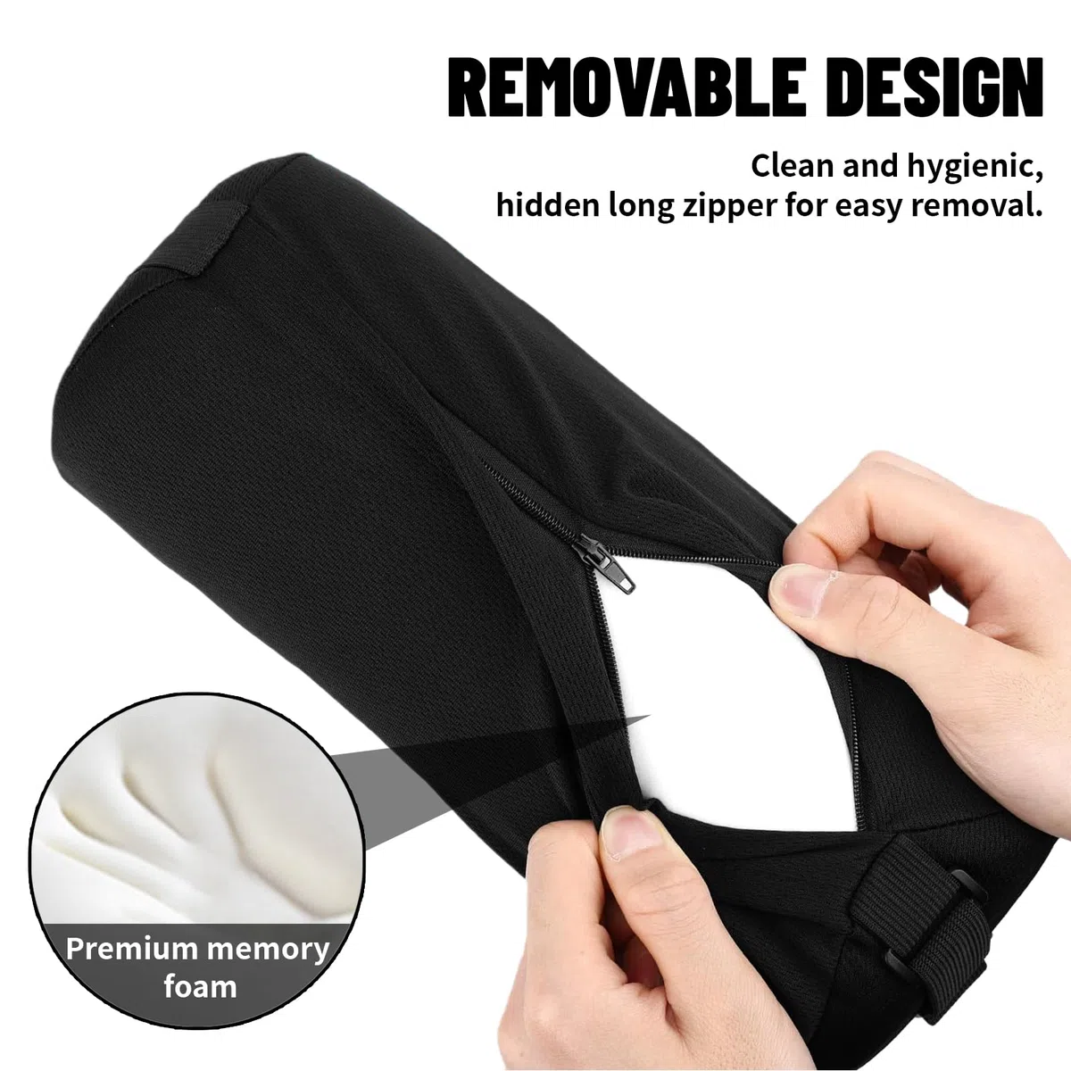 Cuscino Lombare per Sedia da Ufficio E Auto, Supporto Ergonomico Lordosi con Cintura, Cuscino Traspirante per Schiena, Cubo Dischi Intervertebrali 32x12 cm (Nero