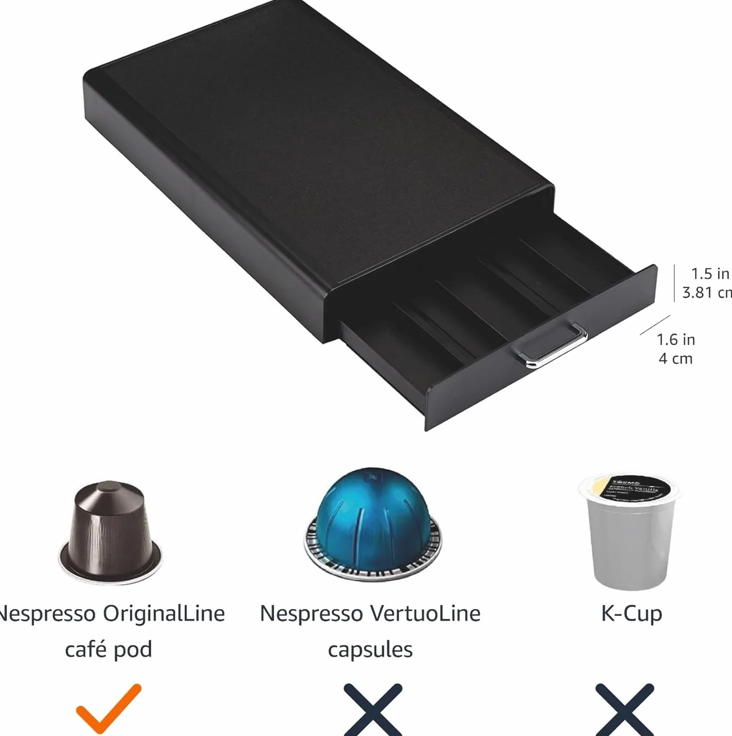 Amazon Basics - 1 Cassetto Porta Capsule per Nespresso Originalline, capacità: 50 Capsule, Nero