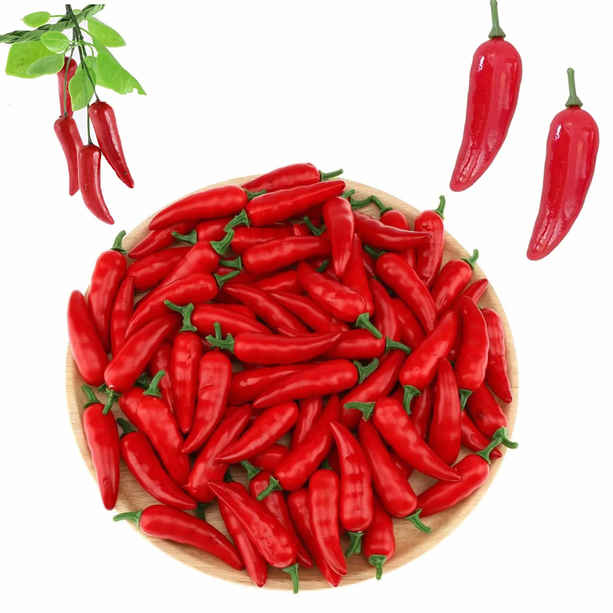 60 pezzi Mini Artificiale Peperoncino Finto Peperoncini Verdure Artificiale Falso Verdure decorative Artificiale Pepe Decorativo Falso Ortaggio Casa Festa Festival Decorazione (Rosso)