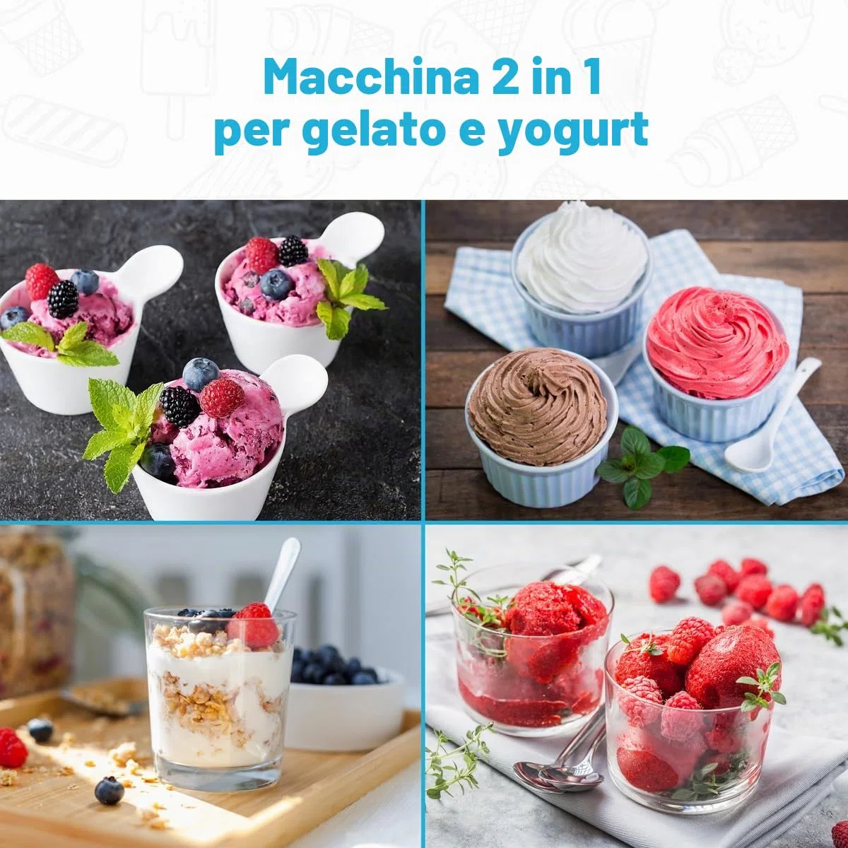 Profi Cook PC-ICM 1091 N - Macchina per gelato e yogurt 2 in 1, per fino a 1500 ml di gelato o yogurt, raffreddamento professionale a compressore, display LCD, alloggiamento in acciaio INOX
