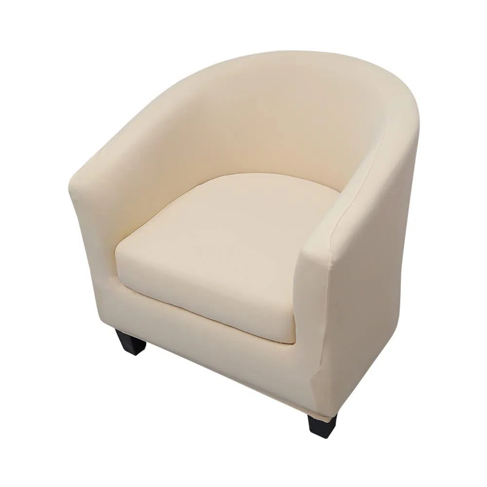 Highdi 2 Pezzi Copripoltrona 1 Posto Chesterfield Elasticizzato, Poltrona Club da Cocktail Antiscivolo Rimovibile Tub Chair Copripoltrona per Camera da Letto Bar (tinta unita - beige)