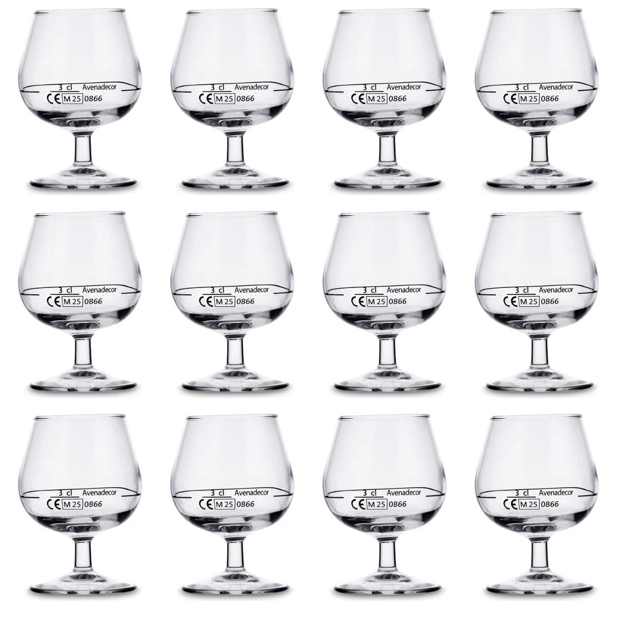 Arcoroc Set di 12 calici cognac in vetro 15cl, marca da 3cl