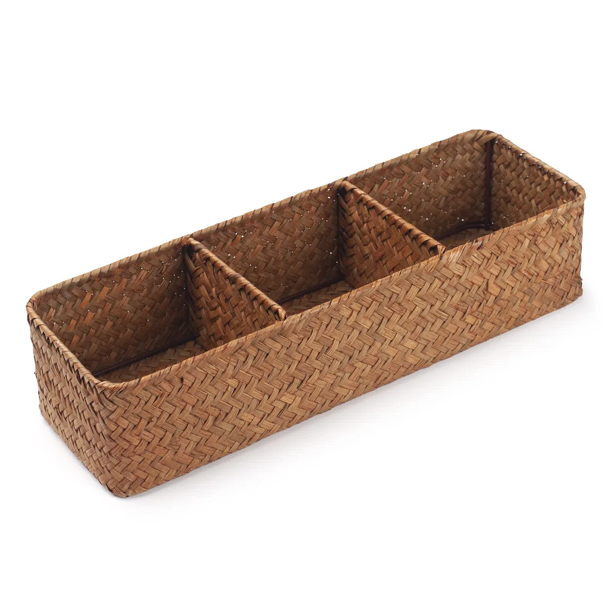 Cesta Portaoggetti Seagrass Scatola di Vimini Rettangolare con Scomparti per Organizzare di Carta Igienica Naturale (37cm x 12cm x 8cm)