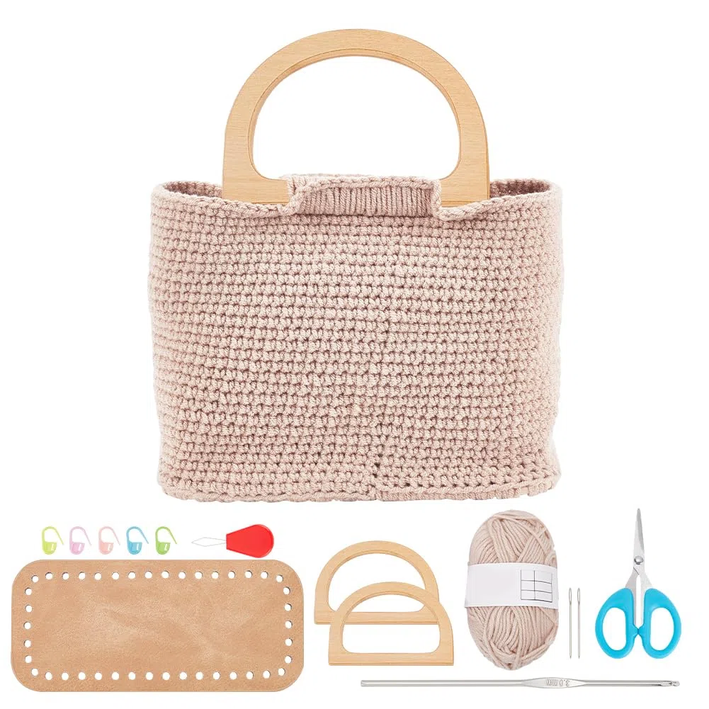 FREEBLOSS Borse Uncinetto Kit Borse Uncinetto Marrone Kit Uncinetto Kit Uncinetto Principianti Kit Uncinetto Completo Crochet Kit Kit Borsa Uncinetto Fai Da Te Kit Uncinetto Adulti con Istruzioni