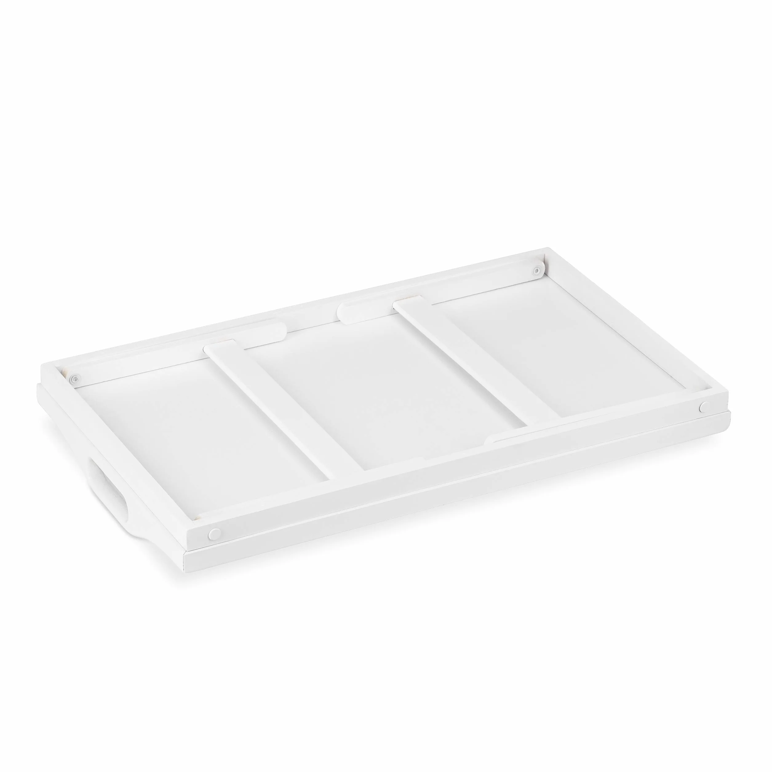 Relaxdays Vassoio da Letto in Bambù, Pieghevole con Manici, Bordo Rialzato, per Colazione, HxLxP: 22x61,5x30 cm, Bianco