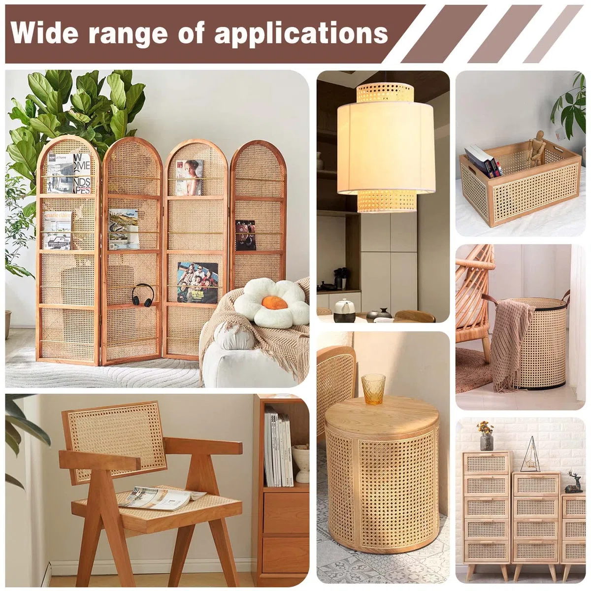 35cmx100cm Rattan Rotolo Naturale, Fatto a mano Fettuccia Rattan, Paglia de Vienna per sedie, Fettuccia in Rattan per Mobili, Cestini, Sottobicchieri, Fai Da Te