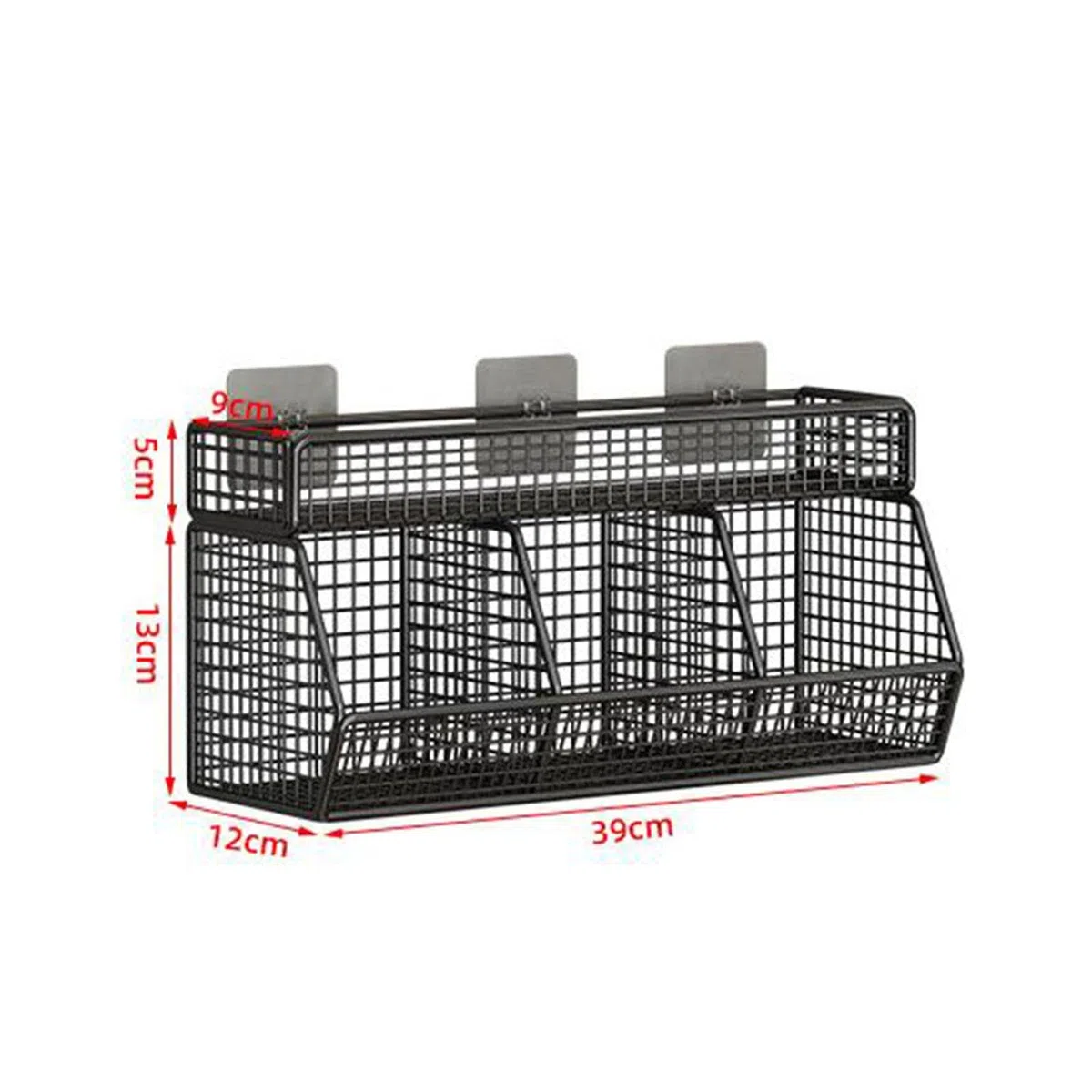 perfk Cestino Portafrutta Da Appendere Alla Parete, Organizer Da Parete, Robusto Supporto in Filo Metallico per Conservare Verdure Frutta Snack, Per Cucina/Dispensa/Bagno, 3 griglie