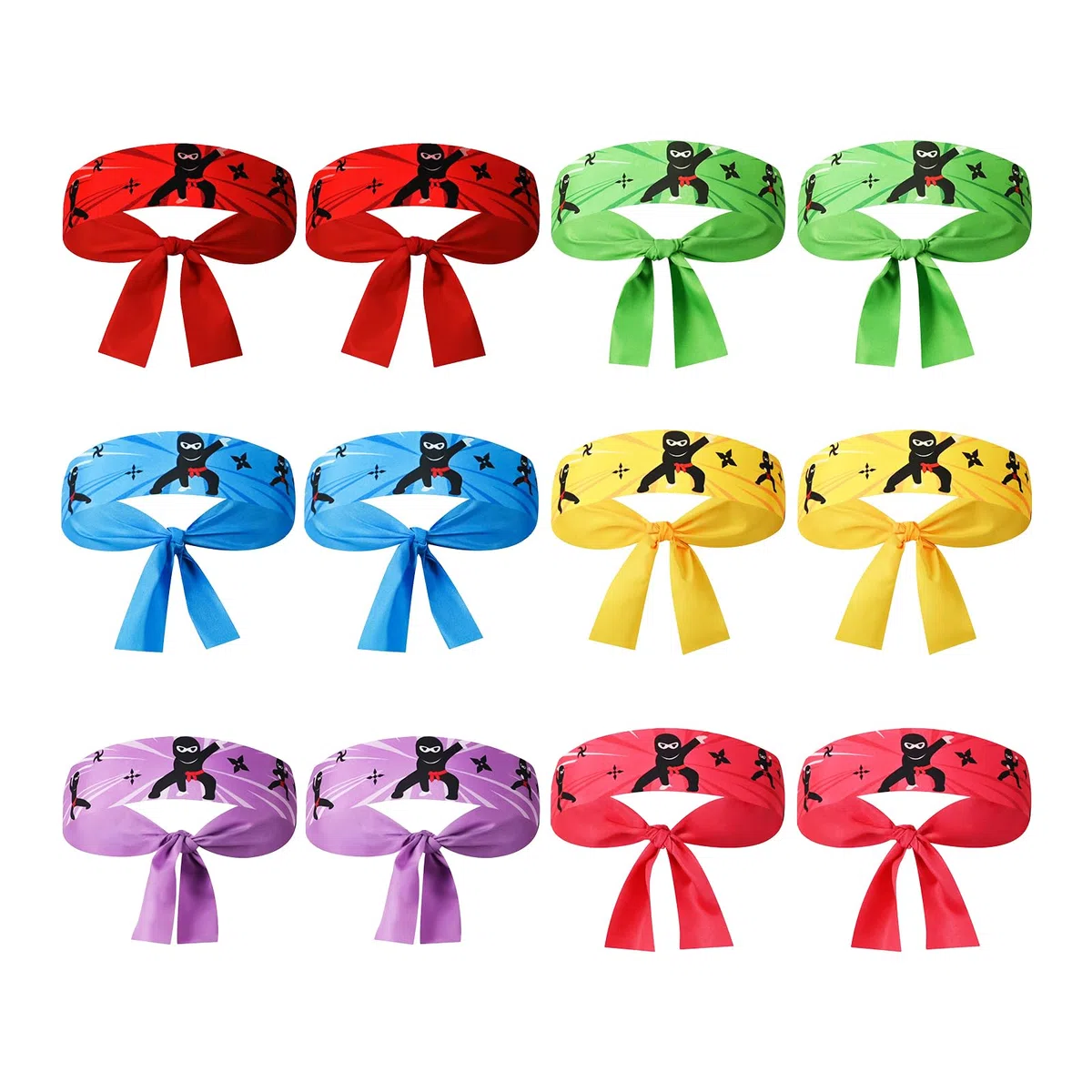 12 fasce ninja per bambini, decorazione di compleanno, strisce ninja, accessori per decorazioni a tema karate, accessori per feste per karate, compleanni, fasce per costume anime(6 colori)