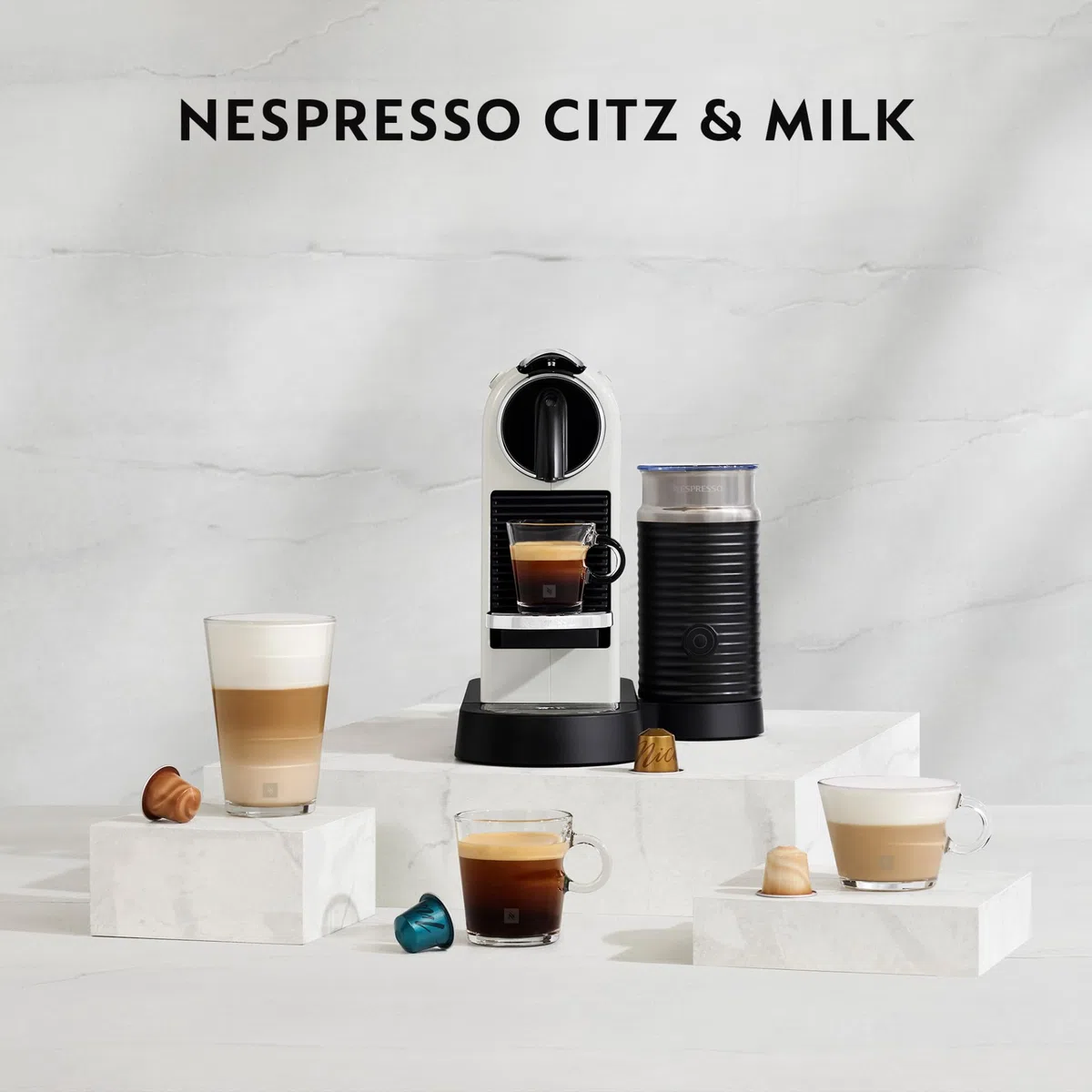 Nespresso Citiz & Milk con Aeroccino EN267.WAE, Macchina da caffè di De'Longhi, Sistema Capsule Nespresso, Serbatoio acqua 1L, colore White