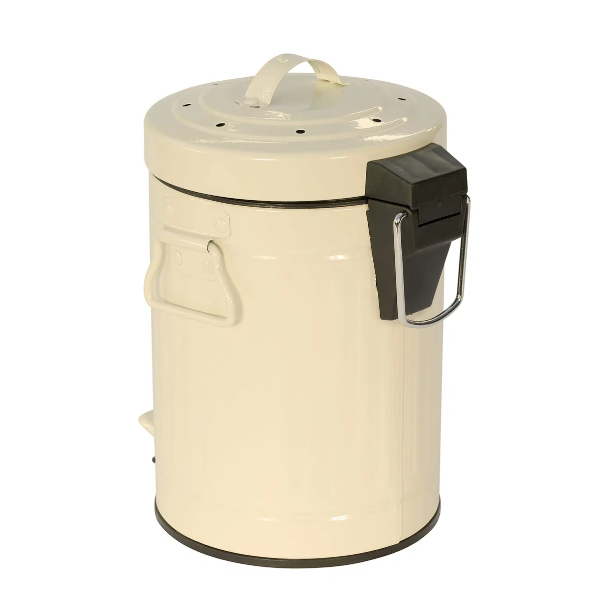 KitchenCraft Mini Pattumiera a Pedale per Rifiuti Organici da Cucina, in Metallo, Capacità 3 Litri, Colore Crema