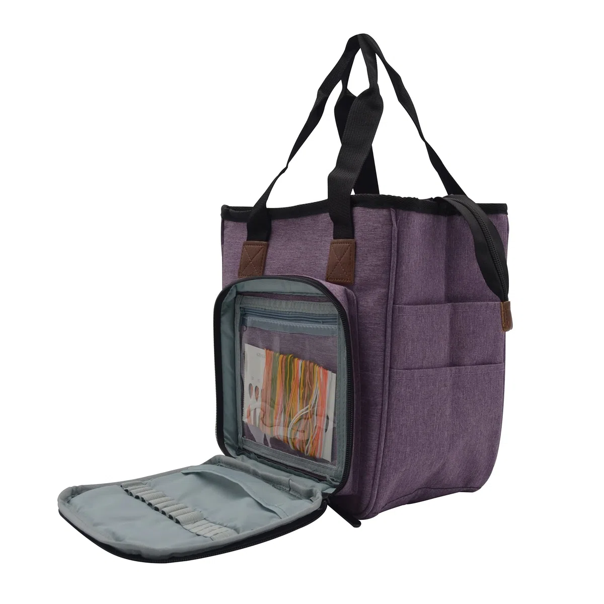 Borsa per Maglieria, Borsa Porta Lavoro a Maglia, con Quattro Scomparti, per matasse di Filati, Porta uncinetti, Ferri Maglia e Altri Piccoli Accessory