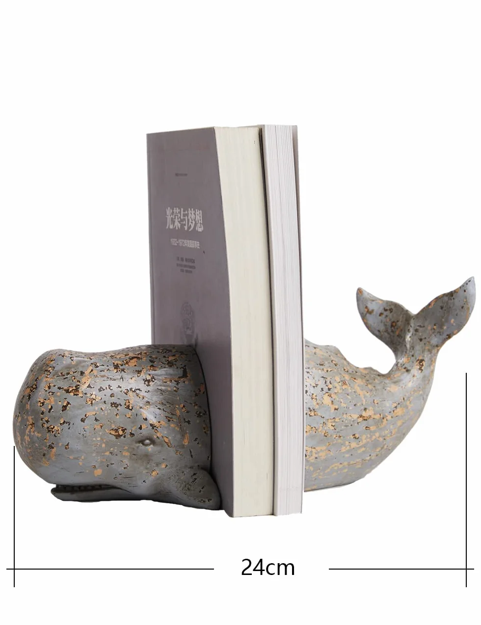 HAUCOZE Portalibri Reggilibri Balena Scultura Statua Marina Decorazione Figurina Moderna Arte Regalo per Famiglia Amici Amanti Resina 24cm