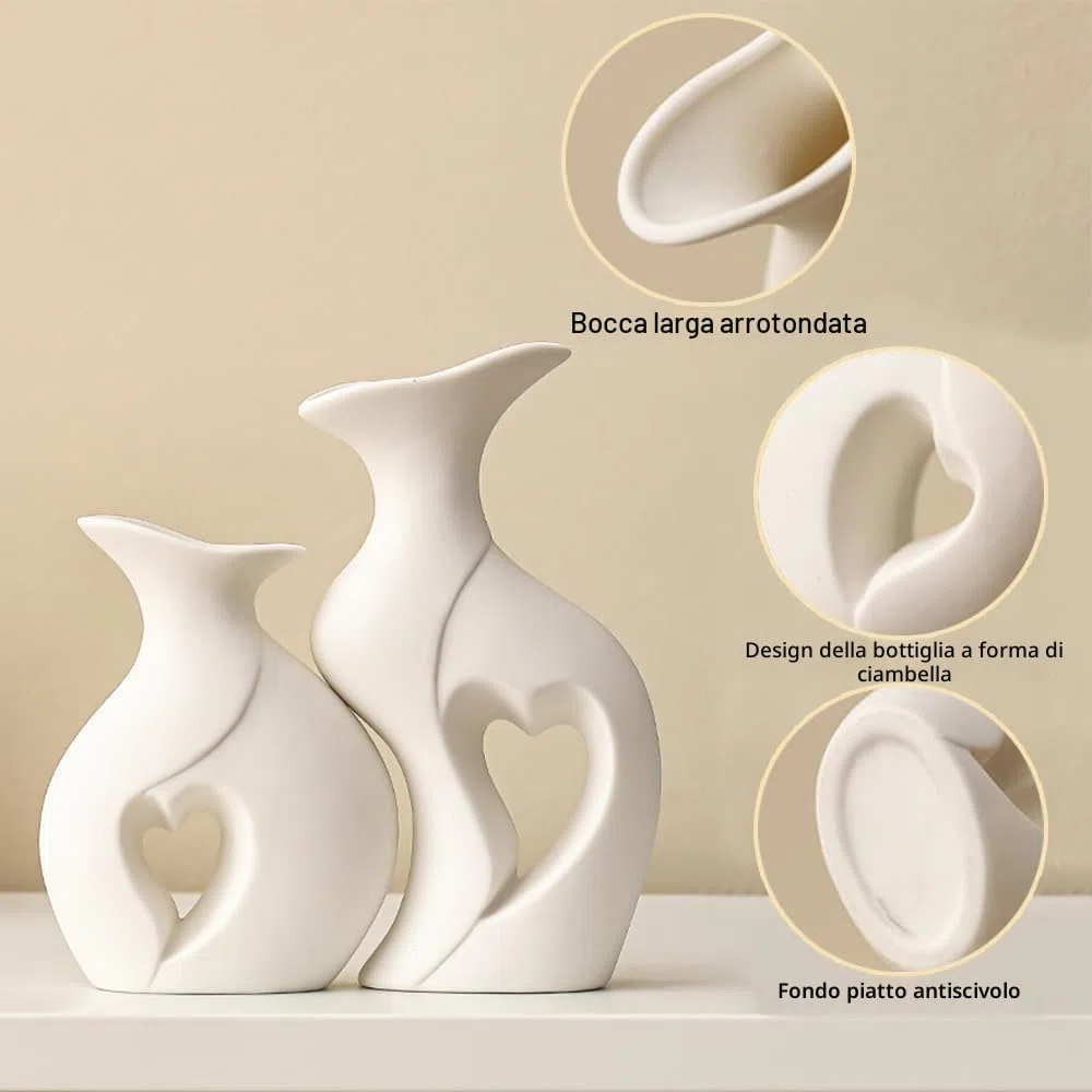 Set di 2 Vasi di Ceramica Decorativi in Stile Moderno per la Decorazione del Soggiorno, Camera da Letto e Ufficio - per Arredamento Casa, Regali e Tavolo Decorativo