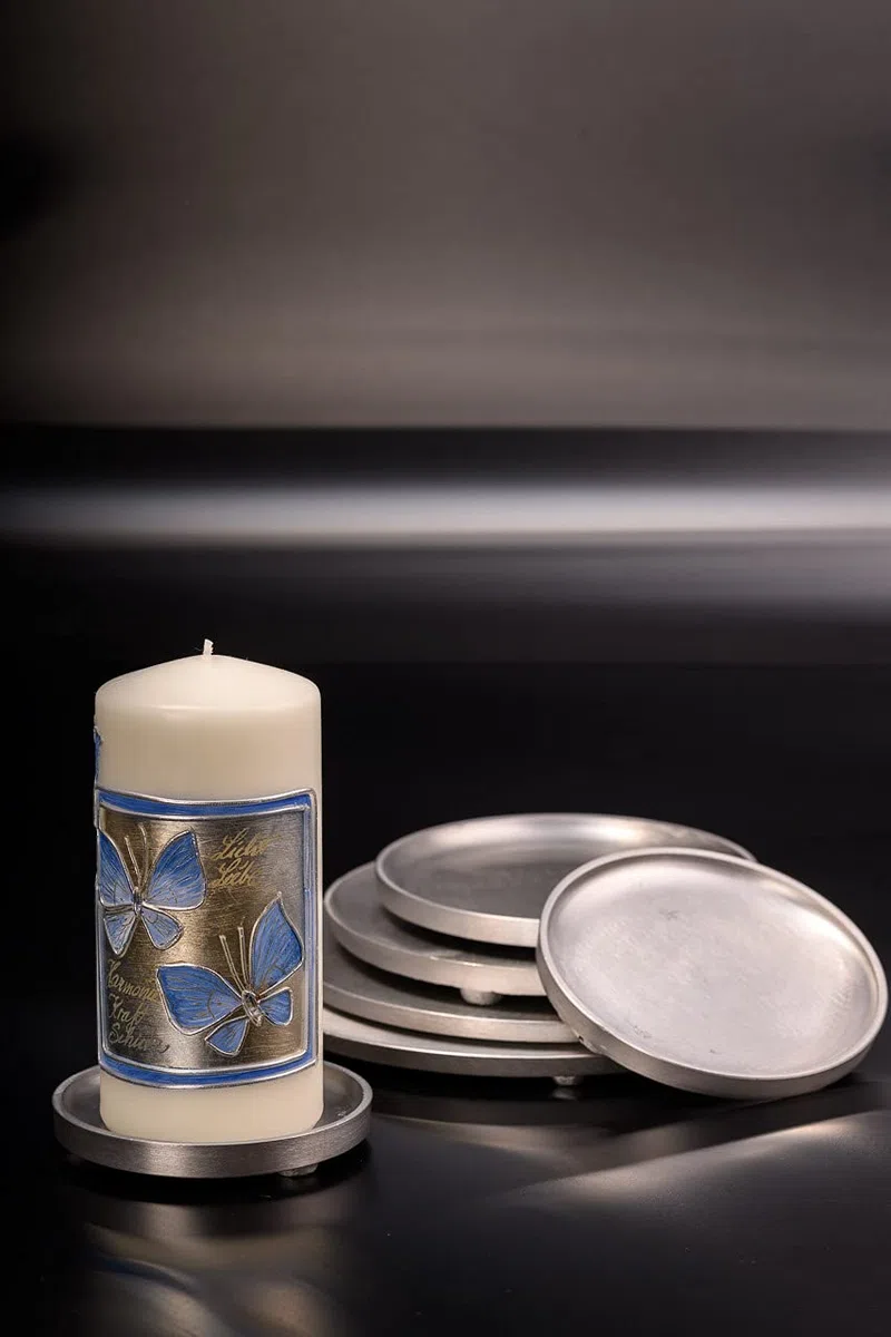NKlaus piatto per candele in alluminio rotondo Ø 17cm portacandele sottobicchiere opaco decorazione tavola 10440
