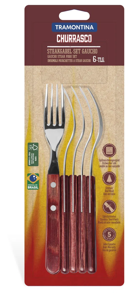 Tramontina Set di Forchette Jumbo Polywood Rosso 6 pezzi