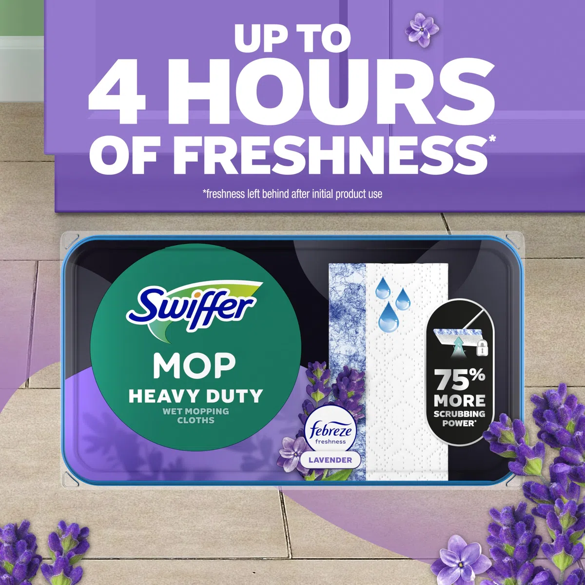 Swiffer Sweeper - Confezione da 20 panni bagnati resistenti e multisuperficie, profumazione lavanda, 20 pezzi