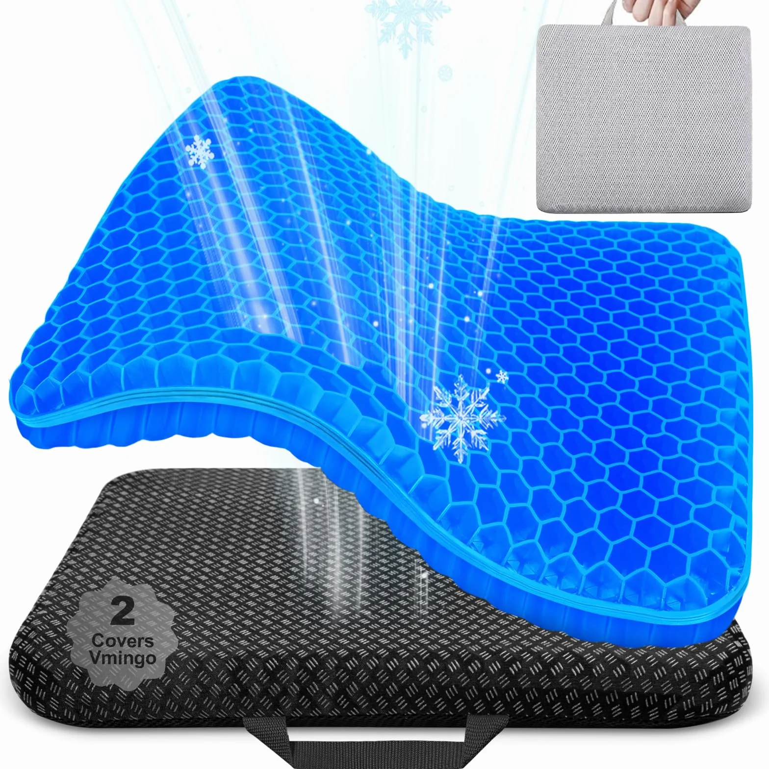 Vmingo Cuscino Gel Per Sedia,Cuscino antidecubito-Cuscino gel Elastico per Il Sostegno del Sedile,Fresco e Traspirante, Cuscino per Sedia Ufficio per Ridurre la Pressione Su Fianchi (Blu scuro)
