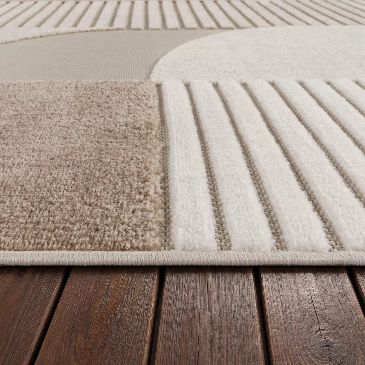 Paco Home Tappeto Cucina Da Esterno Salotto Moderno Balcone Terrazo Motivo Scandinavo Motivo Boho Monocolore, Dimensione:160x220 cm, Colore:Beige 2