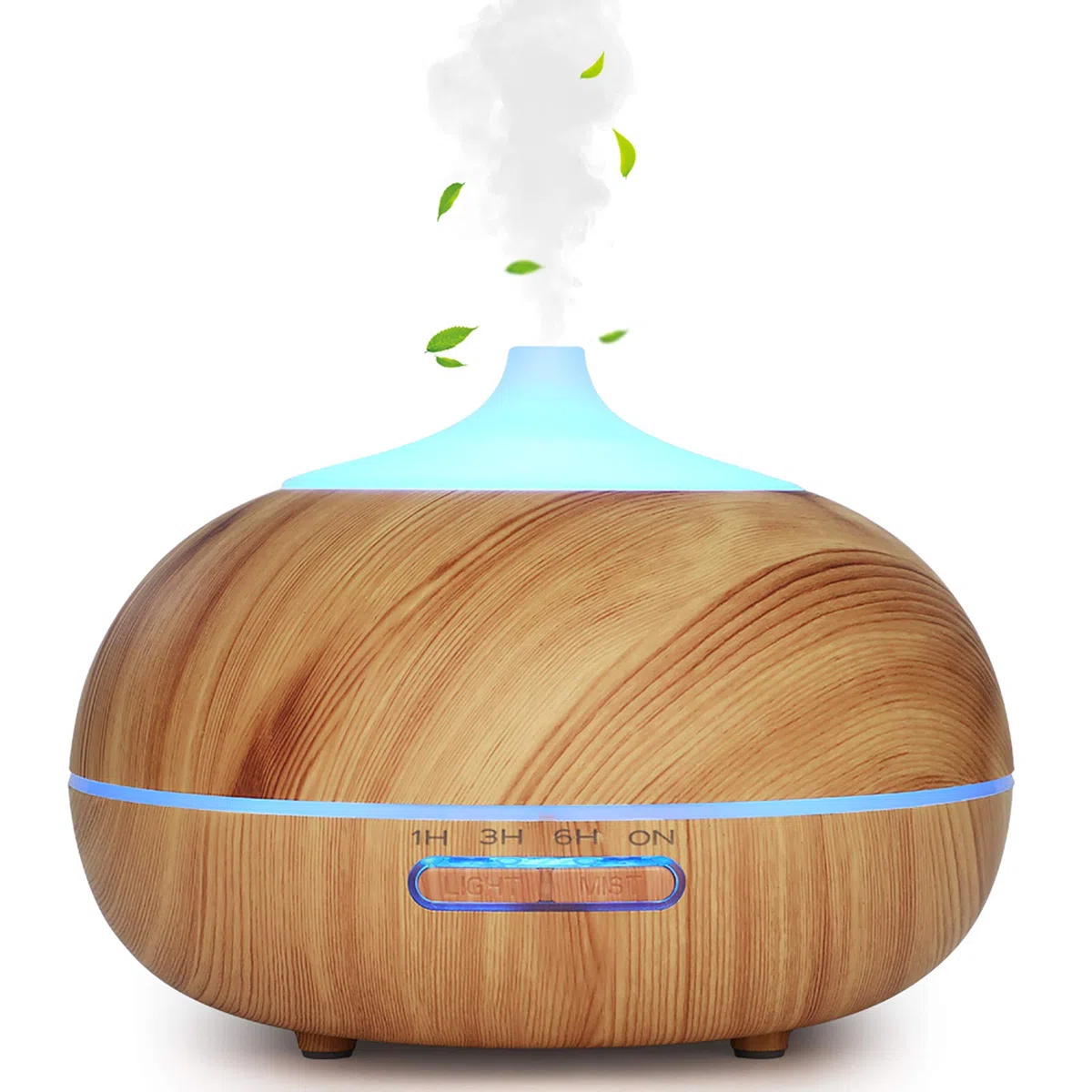 WD&CD Diffusore di Aromi 300ML Diffusore di Oli Essenziali Senz'acqua Spegnimento Automatico / 7 Luci Colorate / 3 Impostazione Timer/Silenzioso - Venatura del Legno Chiaro