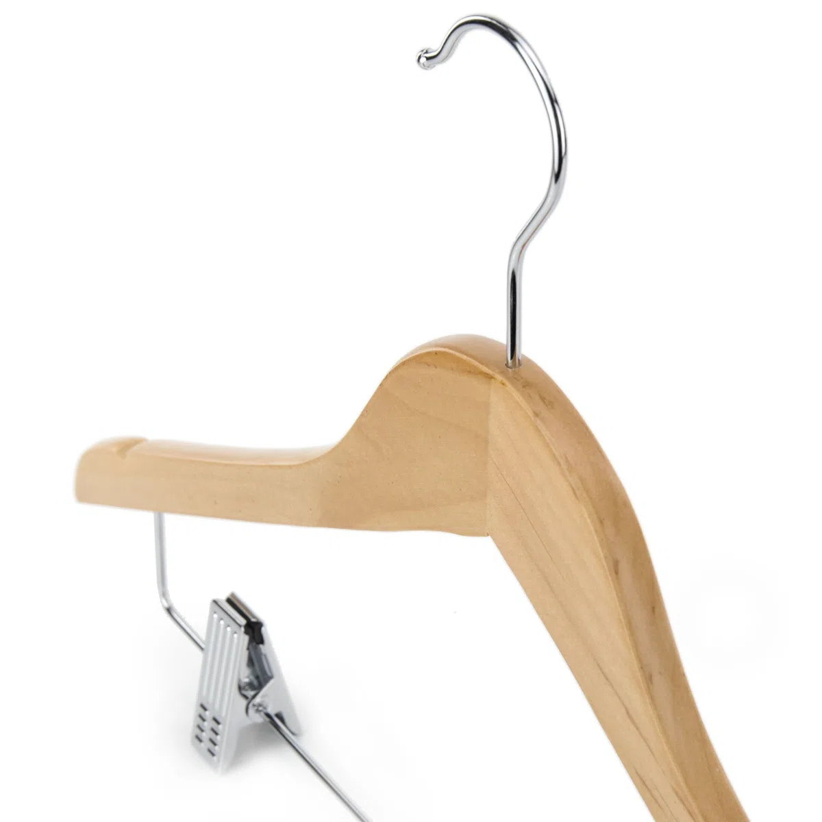 HANGERWORLD 5 Grucce 45cm in Legno Laccato Naturale con Pinze in Metallo per Gonne e Pantaloni