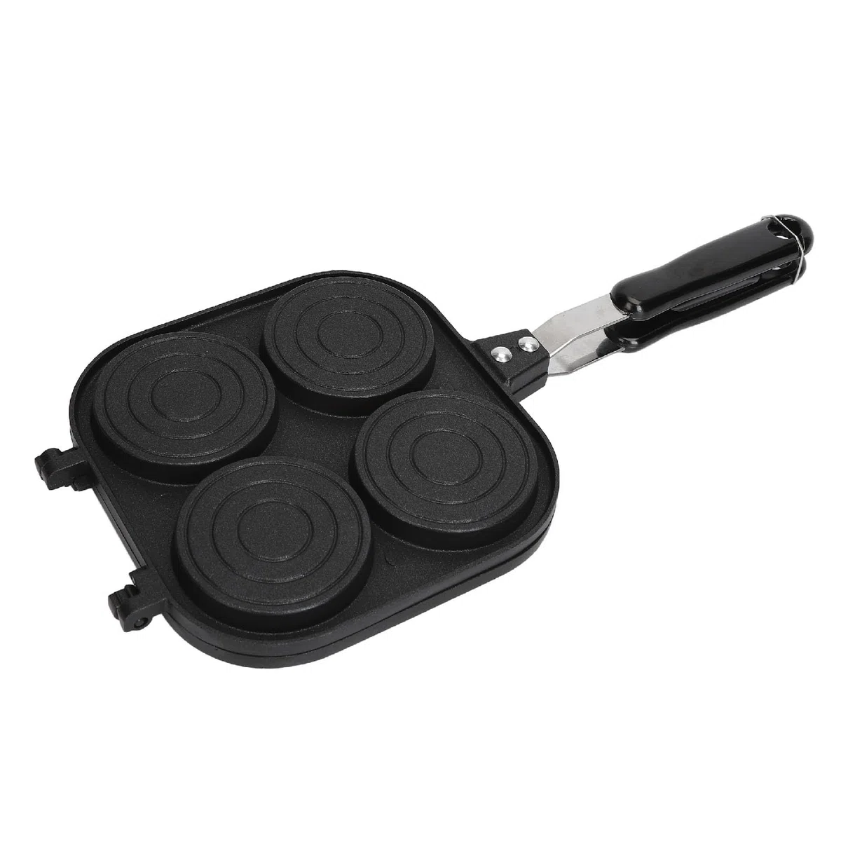 Padella per pancake a doppia faccia, padella per panini in lega di alluminio antiaderente per uova, frittate, pane, ruote e torte, fornello multifunzionale per uso interno ed ester