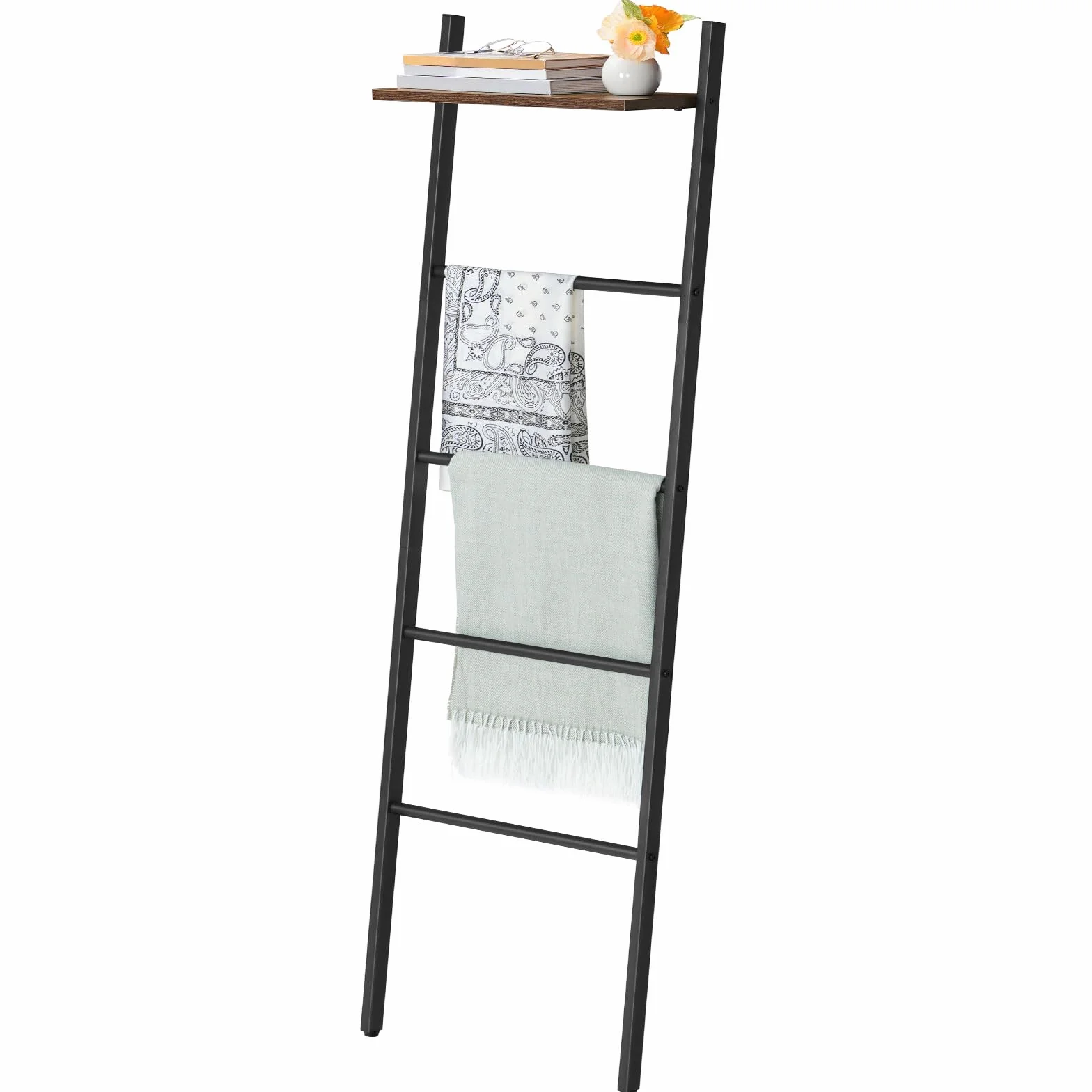 HOOBRO Portasciugamani, Portasalviette Bagno, con 4 Barre e 1 Ripiani, 41 x 20 x 156 cm, per Sciarpe, Coperte, Vestiti, Struttura in Metallo EBF73CJ01G1