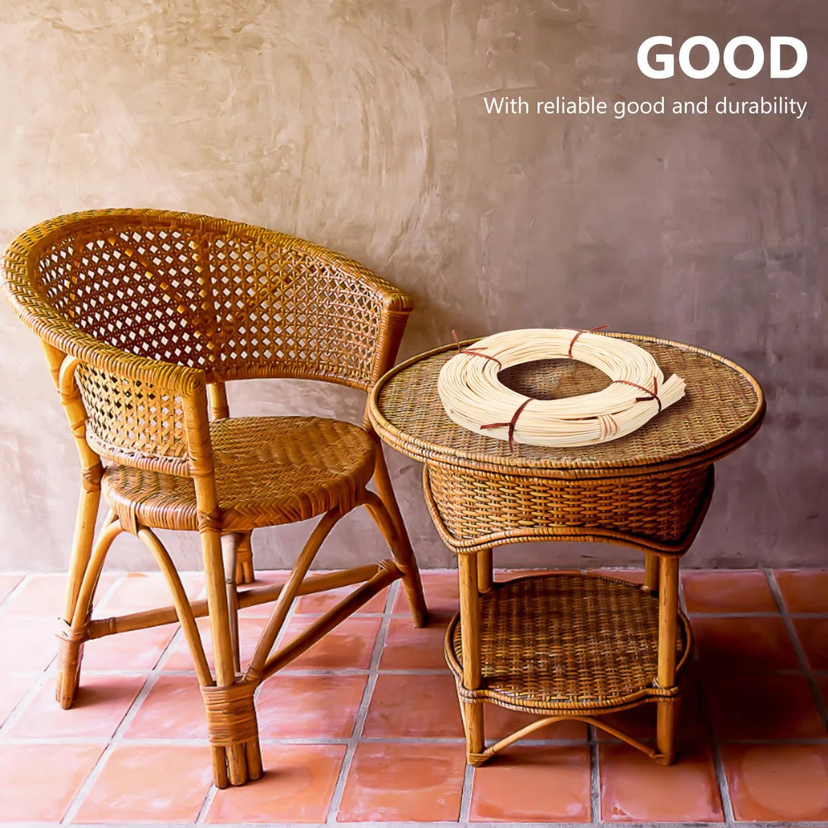 SOLUSTRE Rotolo per Intreccio Fai da Te di Materiale in Rattan Naturale Uso Versatile Adatto per Riparazione di Sedie e Cesti per Restauro Mobili e Artigianato