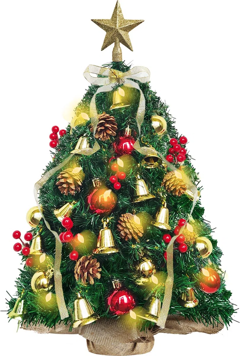 Mini Albero di Natale Con illuminazione a LED, 60 cm Corona Dell'albero di Natale, Scatole Regalo Decorate e Ornamenti da Appendere, Albero di Natale Artificiale Multifunzionale…