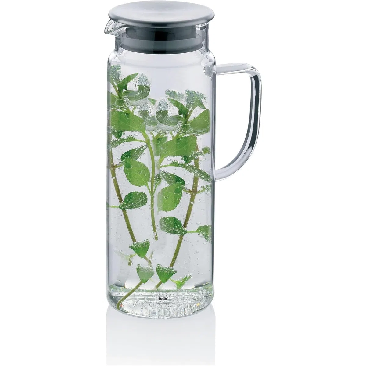 kela brocca in vetro da 1 litro con coperchio in acciaio inossidabile PITCHER, brocca per acqua, caraffa per acqua con coperchio per bevande fredde e calde