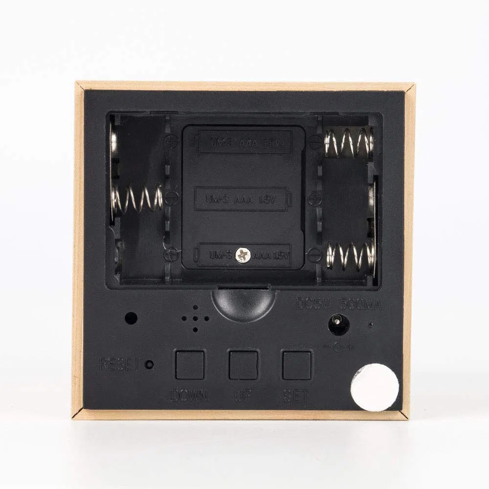 Sveglia In Legno - Cubo Ha Portato L'Orologio Digitale Con Visualizzazione Di Ora Temperatura, 3 Livelli Di Luminosità E Controllo Vocale Ideale Per I Viaggi In Ufficio - AC10Yellow_White