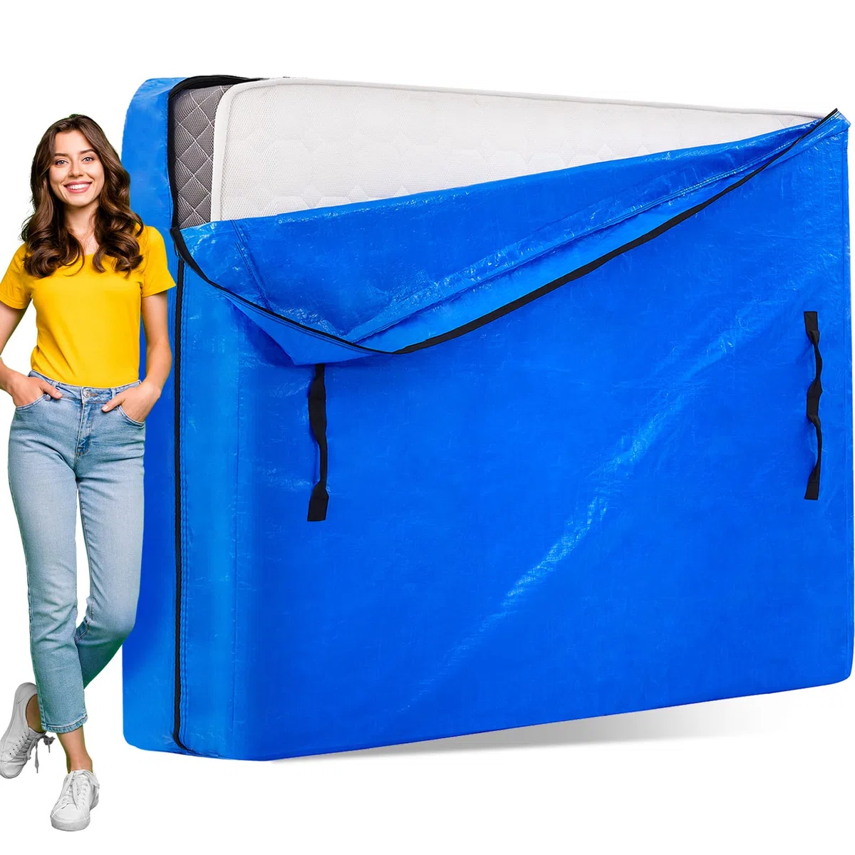 AlexHome Borsa per materasso per lo spostamento e la conservazione, borsa per materasso riutilizzabile resistente, facile da trasportare (king size)