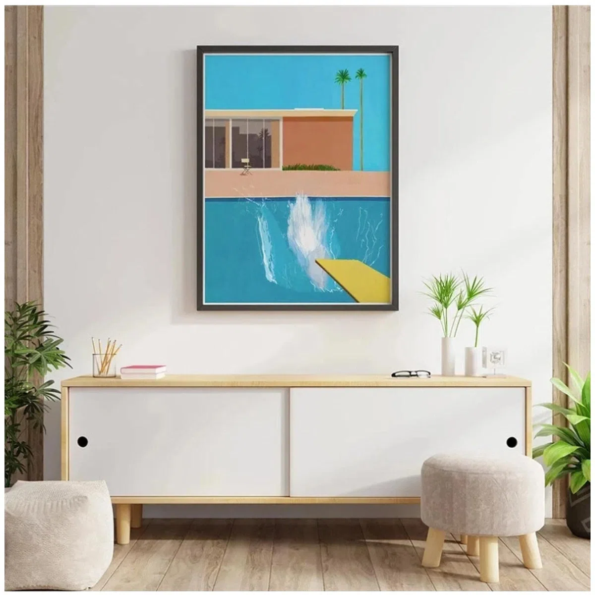 GLWDME Poster da parete, Quadri moderni soggiorno, David Hockney Un tuffo più grande Stampe su tela, Quadri per camera da letto(Senza cornice)