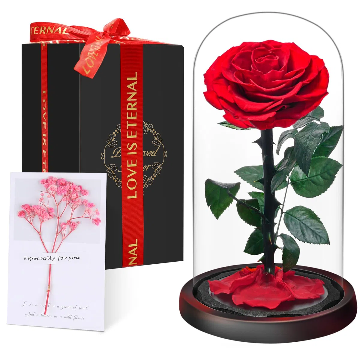 Festa della Mamma Rosa Stabilizzata Vera Regalo Donna in Cupola Vetro​ - Regalo di San Valentino, Donna Regalo Compleanno, Rosa Eterna Idee Regalo Mamma Moglie Fidanzata Nonna, per Anniversario