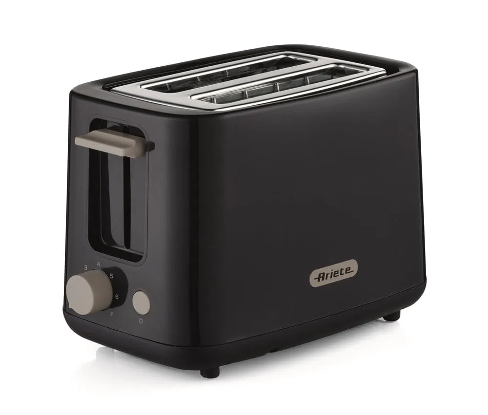 Ariete 157 Tostapane Breakfast, 760W, Capacità 2 fette di pane, Pinze in acciaio inox, 7 livelli di doratura, Pulsante stop, Tocco freddo, Dark Grey