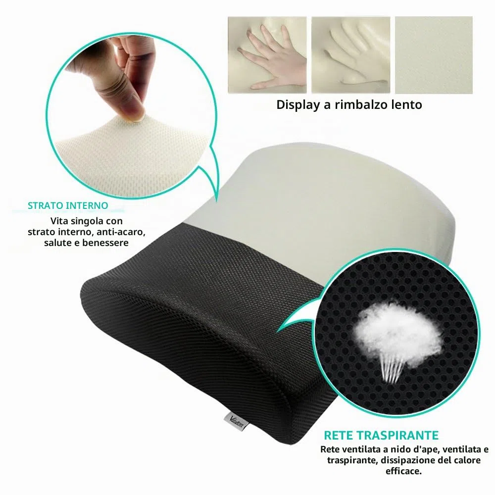 Cuscino Lombare Memory Foam Sostegno Lombare Cuscini, Sostegno Ergonomico per la Schiena, per la Casa, Ufficio, Auto