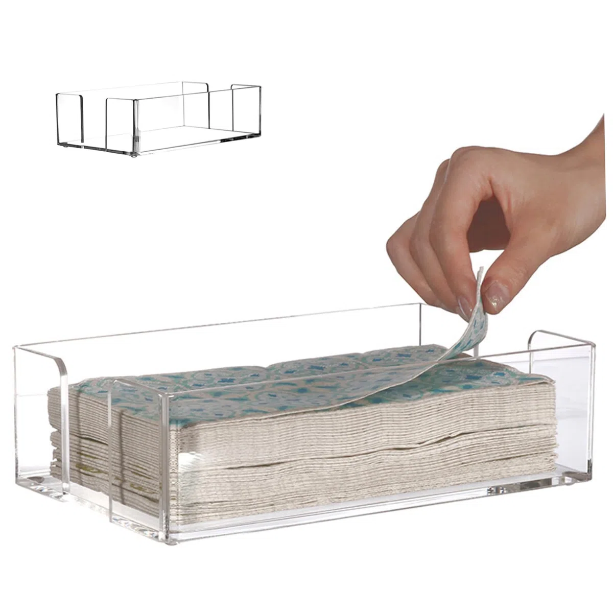 Porta asciugamani per ospiti, in acrilico trasparente, 24 x 14 x 6,3 cm, asciugamano usa e getta per bagno, cucina, hotel, ristorante