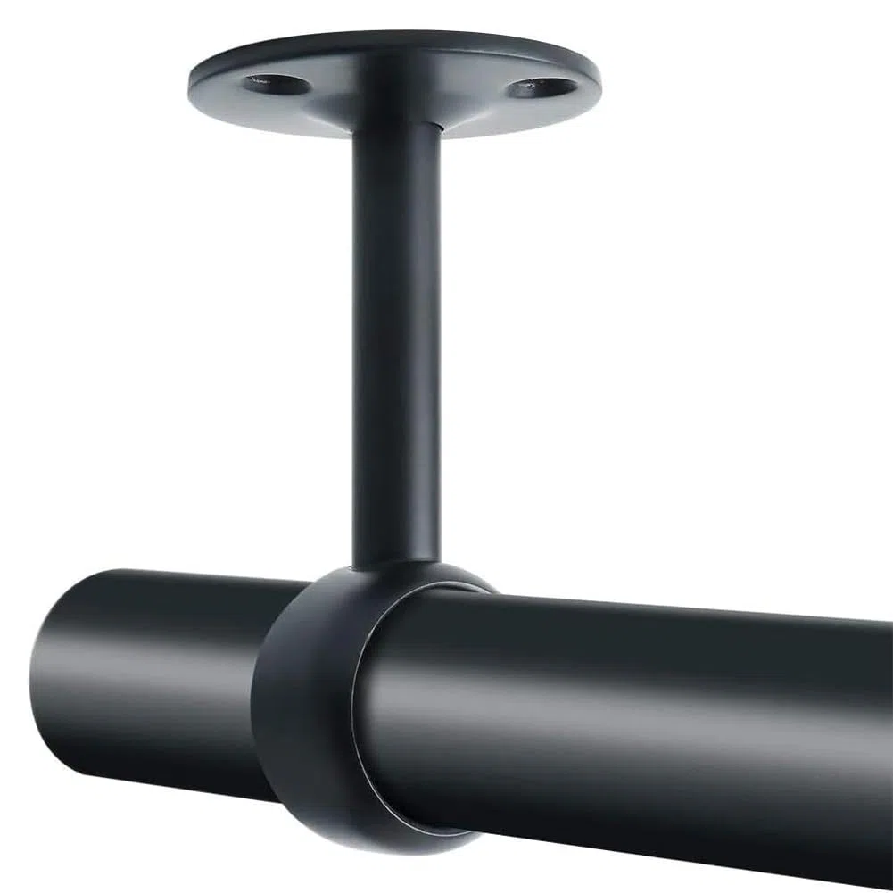 4 Pezzi Staffa di Montaggio a Soffitto, Supporti per Aste per Tende, Staffe per Tende Armadio, con 12 Viti e 12 Tubi di Espansione, per Appendere Traverse da 25 mm, Nero