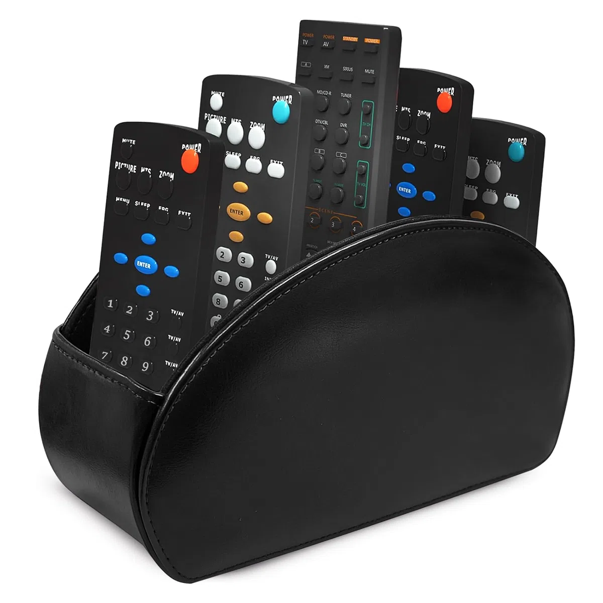 kaiyaya Porta Telecomandi,Porta Telecomando con 5 Scomparti,Telecomando in PU Pelle per Telecomandi TV,Nero Organizer da Scrivania per Controller,Occhiali e Lettore Multimediale