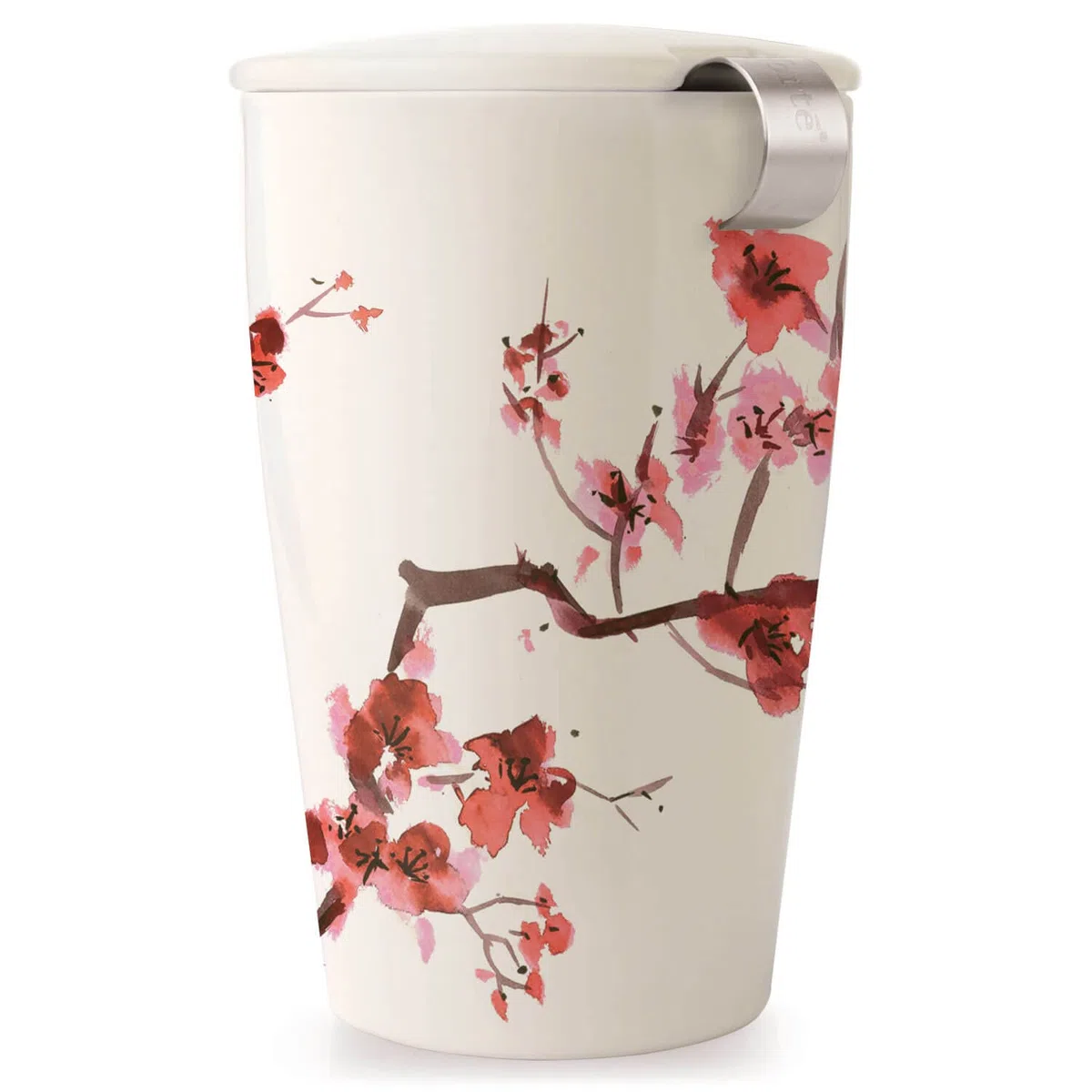 TEA Fortè KATI CUP tazza termica doppia parete ceramica bianca fiori ciliegio