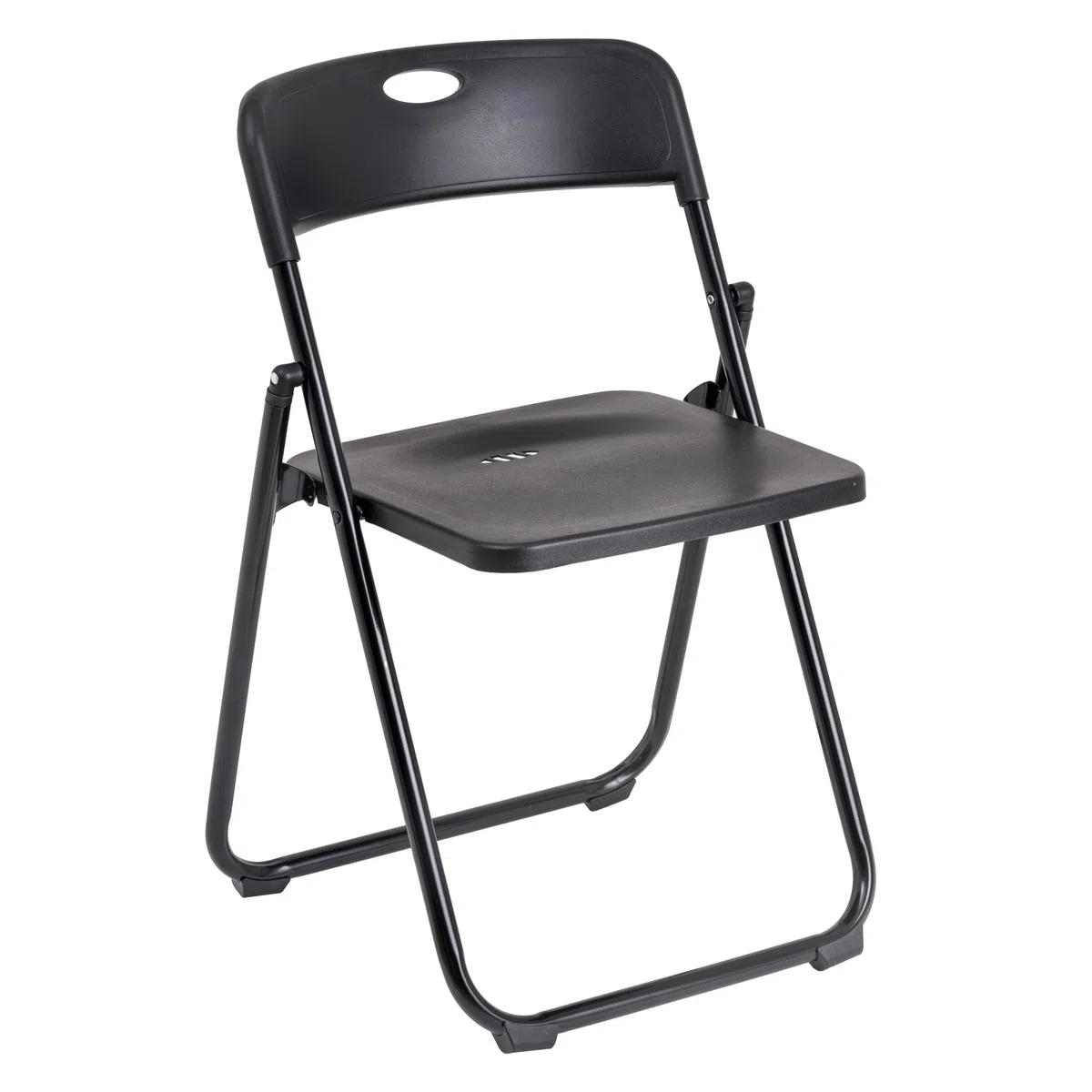 Baroni Home Sedia Pieghevole con Struttura in Acciaio e PVC, Seduta Salvaspazio Richiudibile con Piedini e Maniglia, da Viaggio, Cucina, Soggiorno, Camera da Letto, 74x43x49 cm, Nero