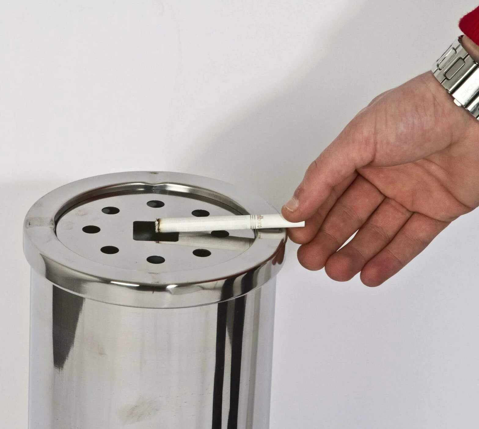 Pattumiera per esterni autoportante in acciaio inox, polvere, pattumiera, contenitore sigarette, supporto posacenere.