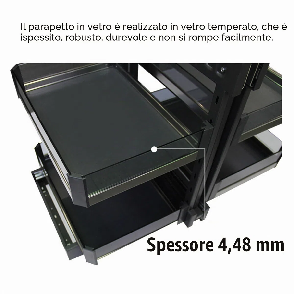 Unità d'Angolo Cucina Estraibile Contenitore Soft Close Home Cabinet Organizer con 4 Cestelli Portaoggetti, Cestello Estraibile Angolare Universale Sinistro e Destro 800, Nero, Acciaio al Carbonio