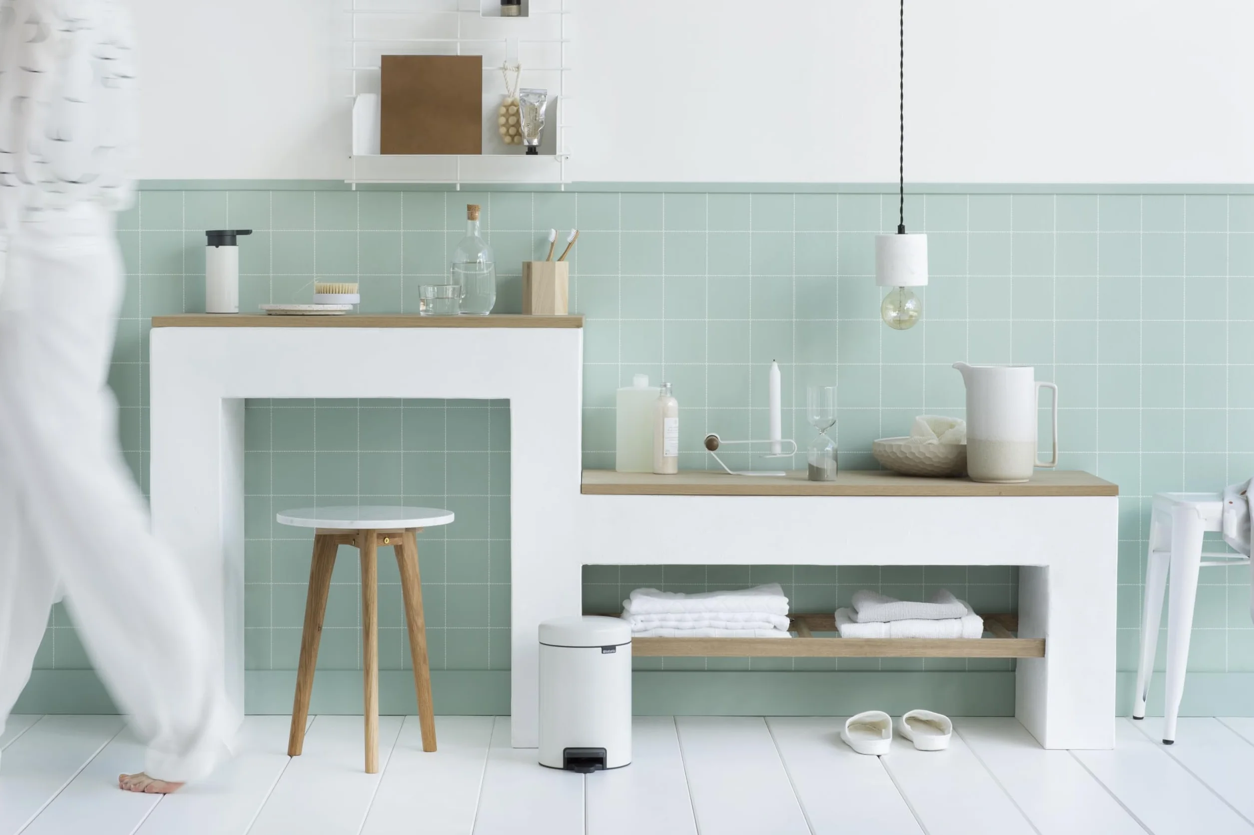 Brabantia Pedal Bin Newicon Pattumiera a Pedale, Secchio Interno in Plastica, Bianco, 3 lt