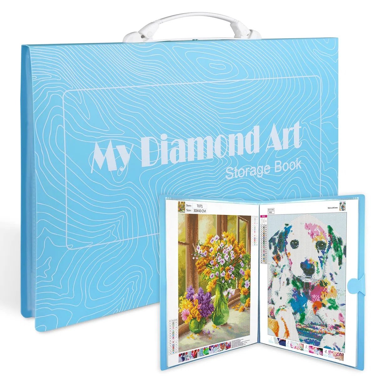 Album per Diamond Painting A3, Libro di Archiviazione con 30 Protezioni Tascabili, Cartella per DIY Art
