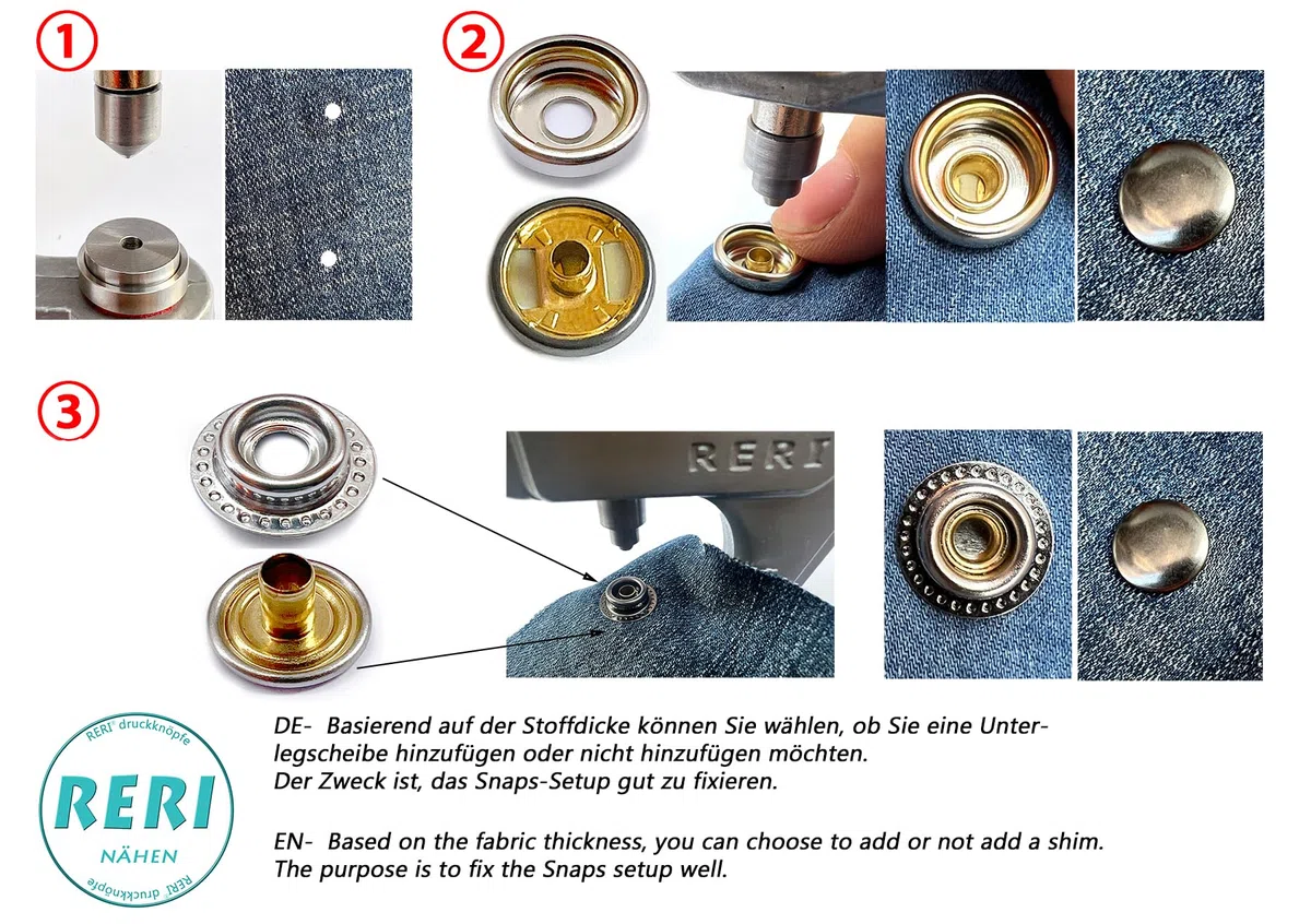 Bottoni a pressione con pinze, diametro 15 mm, in metallo argentato e utensile in rame, accessori da cucito, bottoni per cucito, bottoni automatici in ottone per fai da te, tessuti, abbigliamento