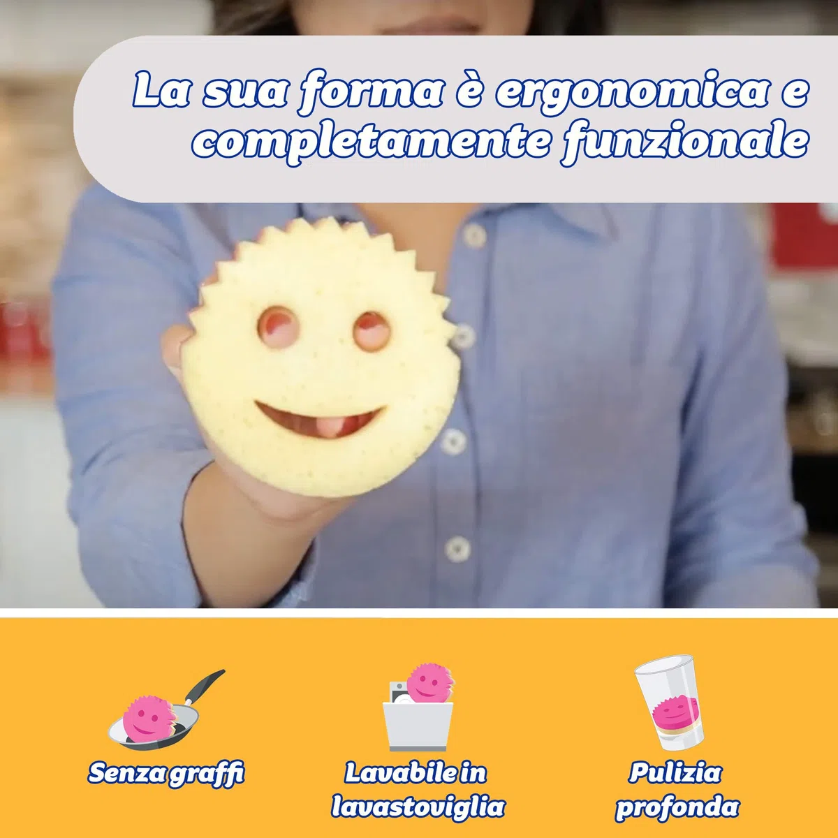 Scrub Daddy Scrub Mommy, Spugna Abrasiva Cucina su Due Lati, Alternativa Prodotti Cucina ai Panni Non Graffiati, Spugna Faccina Sorridente per Lavello, Bagno e Doccia, FlexTexture, Assortita, 4 pz
