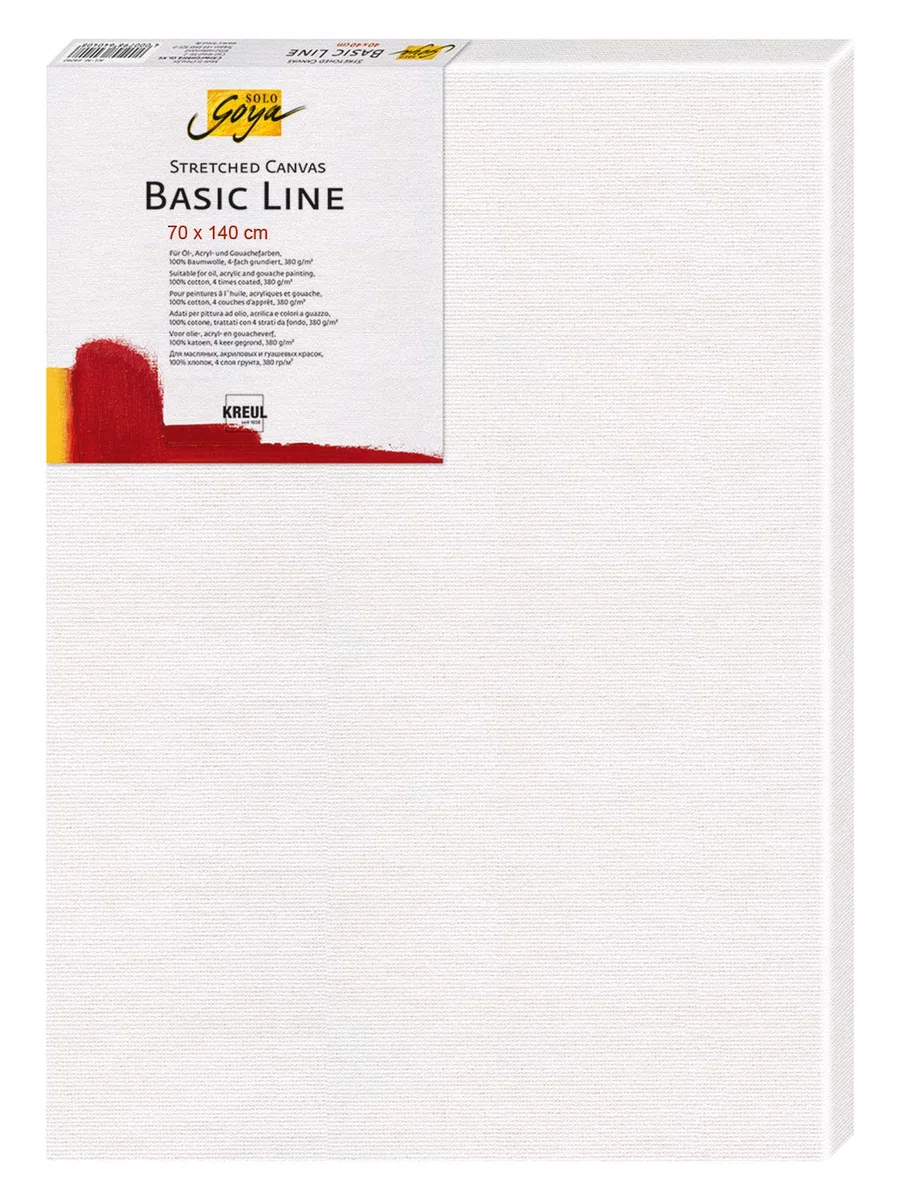 KREUL 670140 - Tela tesa Solo Goya Linea Basic, telaio a barella 70 x 140 cm circa, con tela di cotone 4 volte primerizzata, per colori a olio, acrilici e gouache