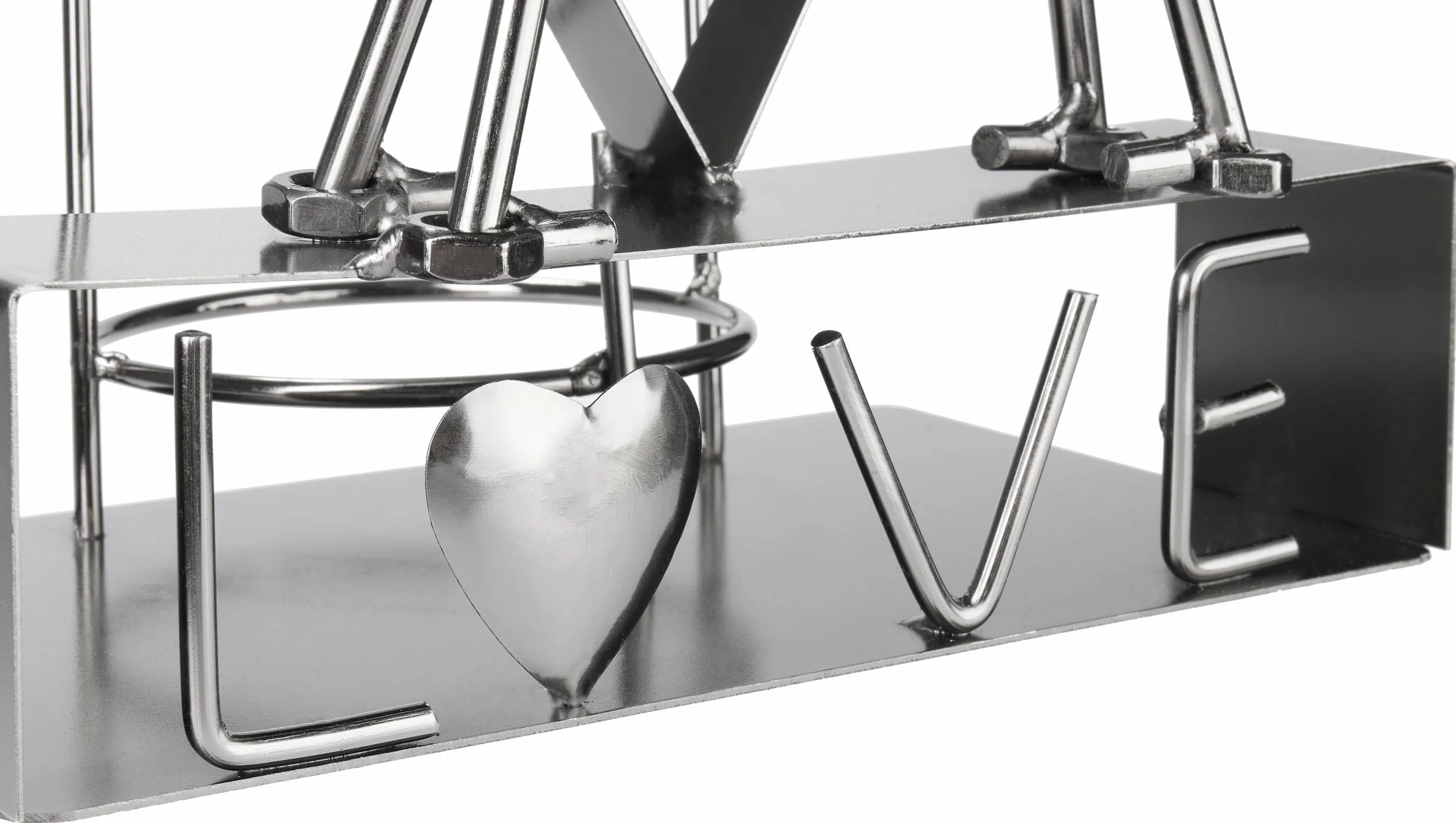 Brubaker Portabottiglie da Vino LOVE Coppia di Innamorati in un Grande Cuore di Metallo - 29 cm Regalo per Coppie al Matrimonio o al Compleanno - Portabottiglie da Vino con Biglietto di Auguri