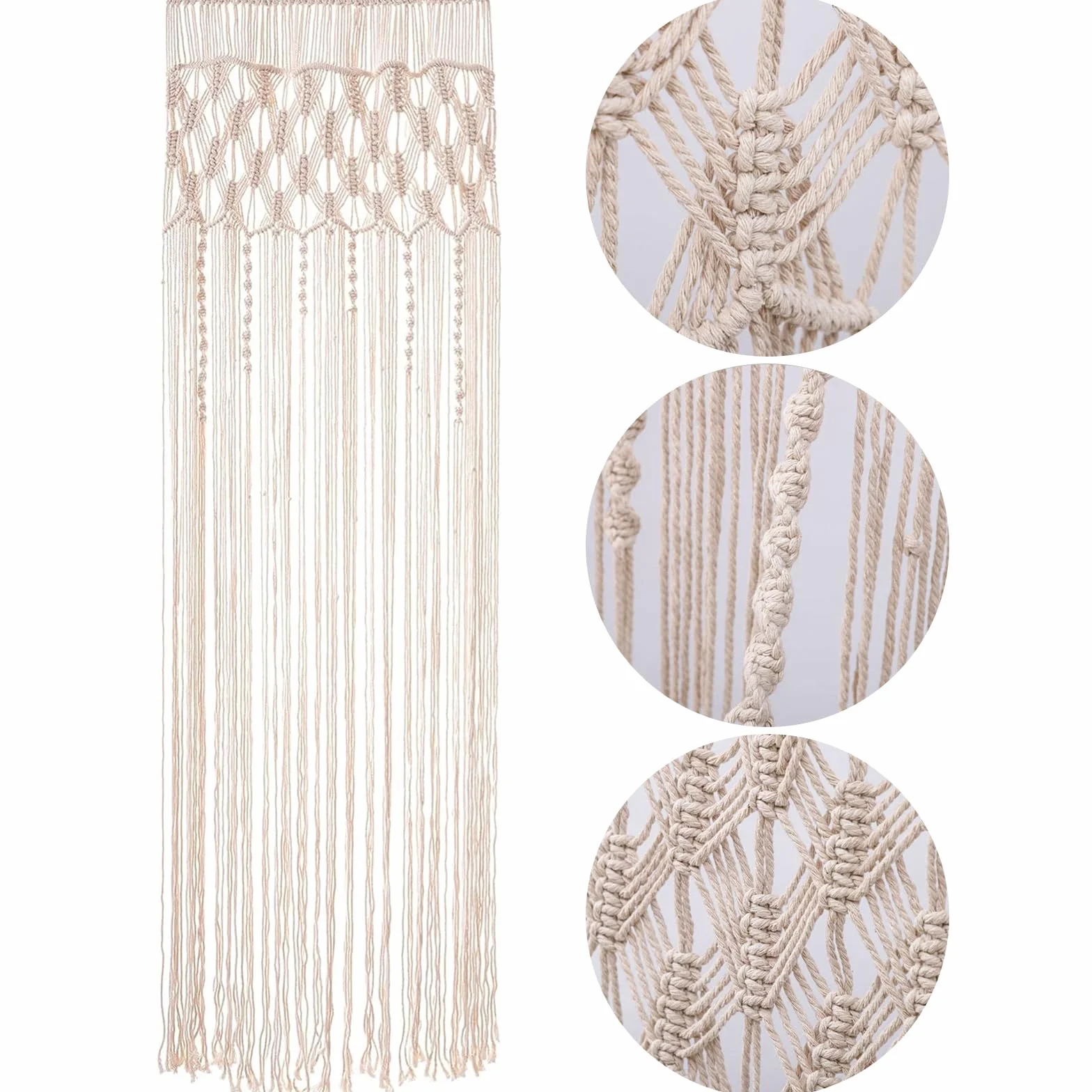 ANBOO Arazzo in macramè da appendere alla parete, decorazione in stile bohémien, realizzato a mano, tenda per porte e finestre, sfondo per matrimoni, 203 cm (lunghezza) x 74 cm (larghezza)